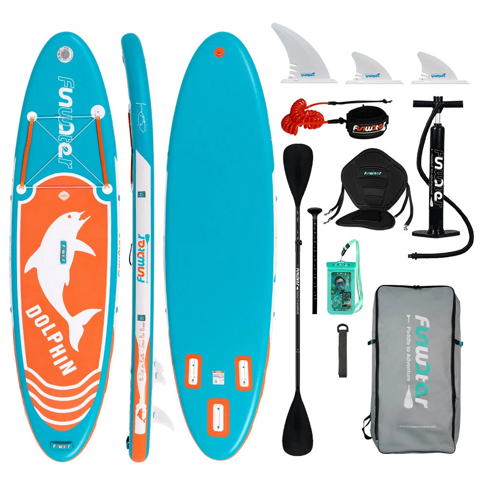 Надуваем падълборд FunWater Dolphin каяк и седалка 320cm Paddle Board SUP