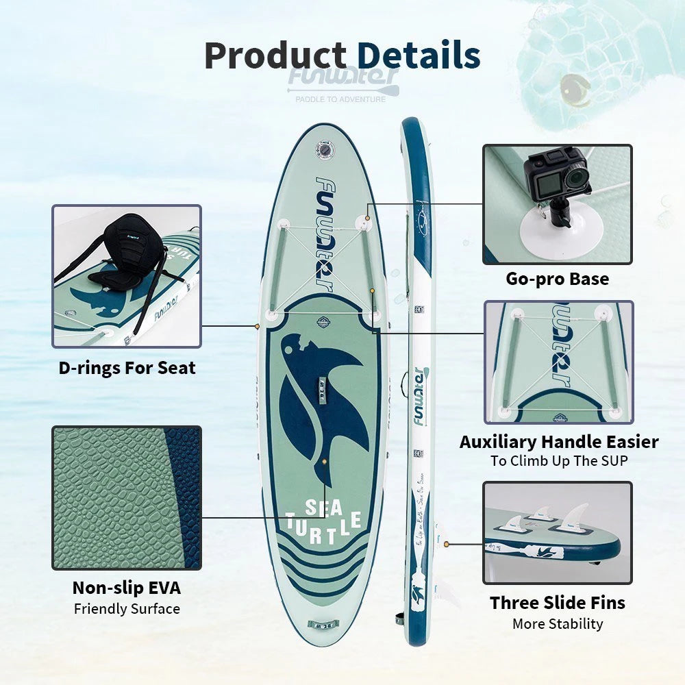 Надуваем падълборд FunWater Sea Turtle каяк и седалка 320cm Paddle Board SUP
