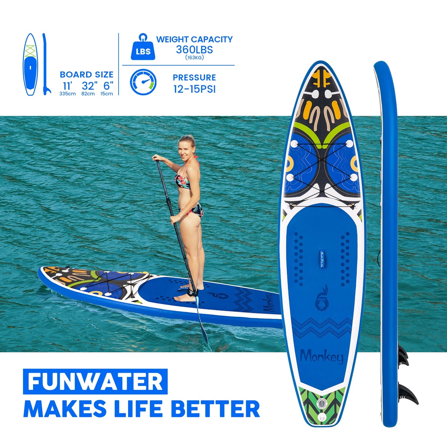 Надуваем падълборд FunWater Monkey Paddle Board SUP