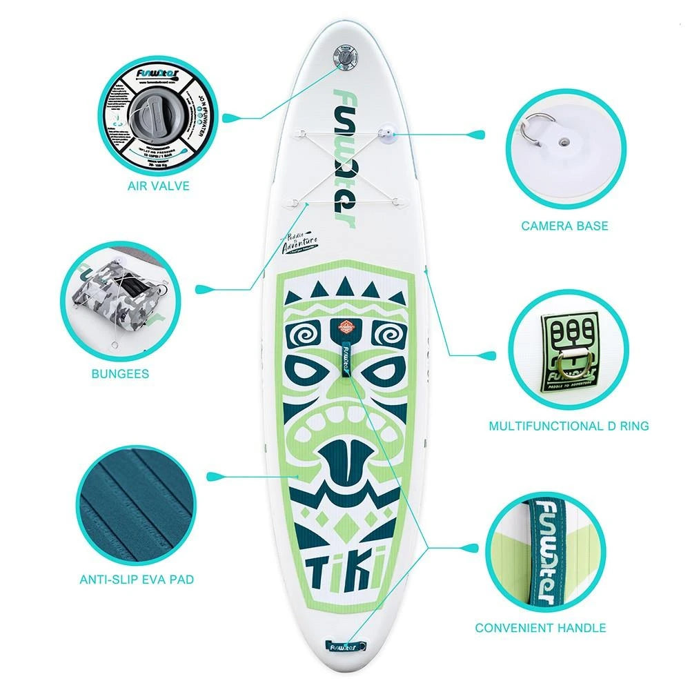Надуваем падълборд FunWater TIKI Emerald Paddle Board SUP