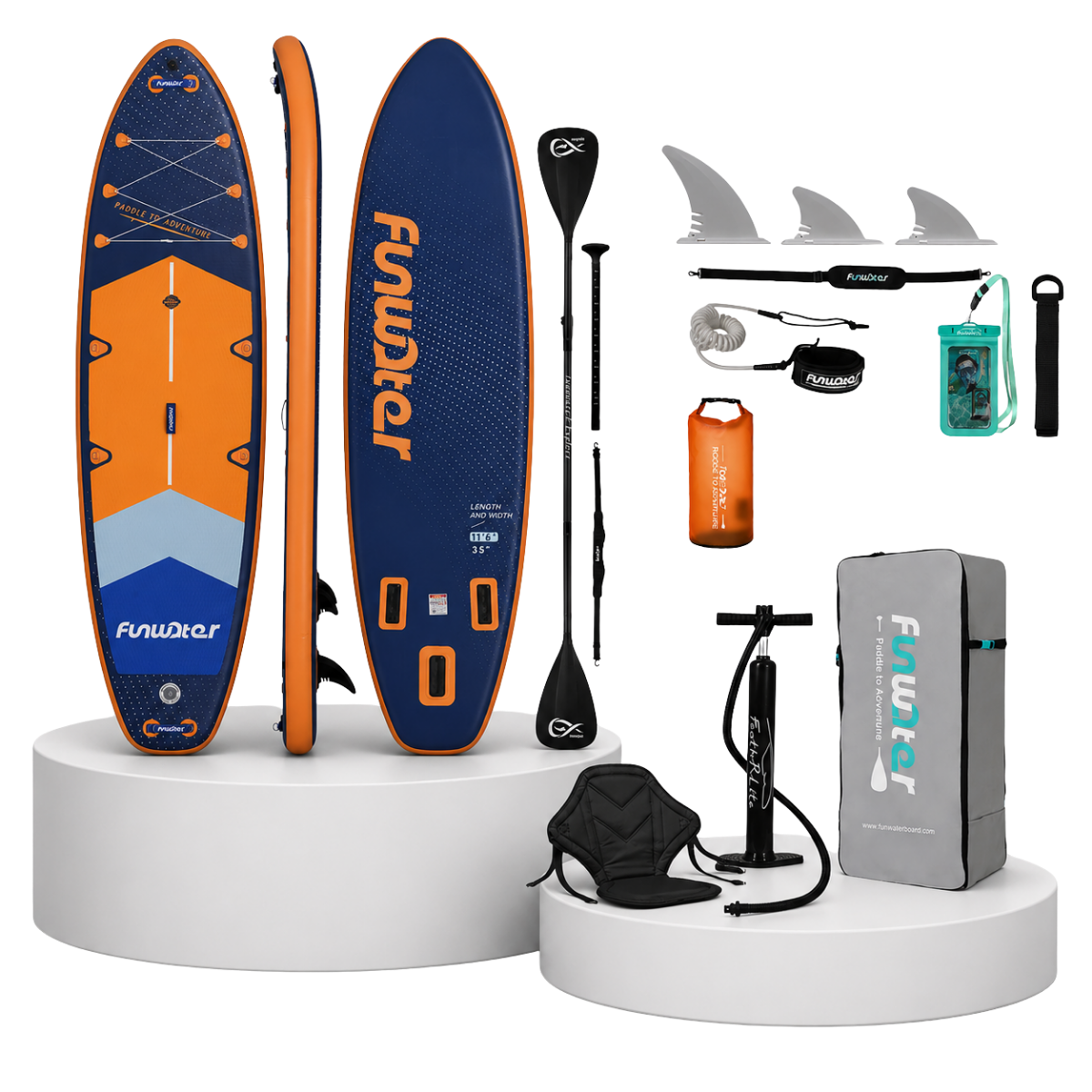 Надуваем падълборд FunWater NAVIGATOR 350см – с каяк седалка