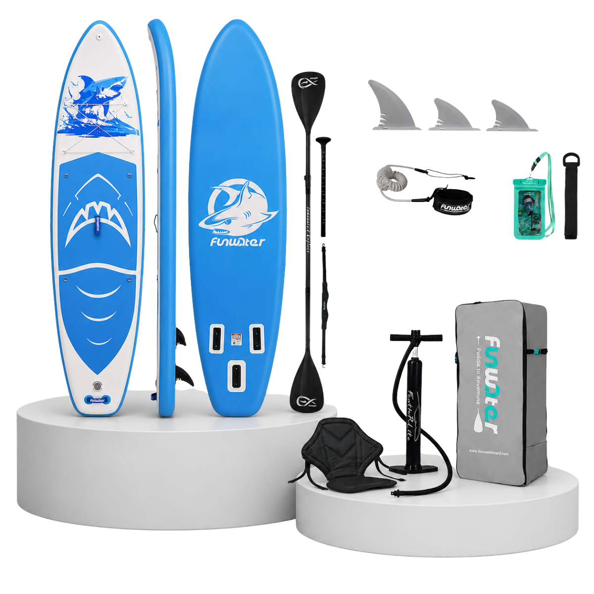 Надуваем падълборд FunWater SHARK 350см – с каяк седалка
