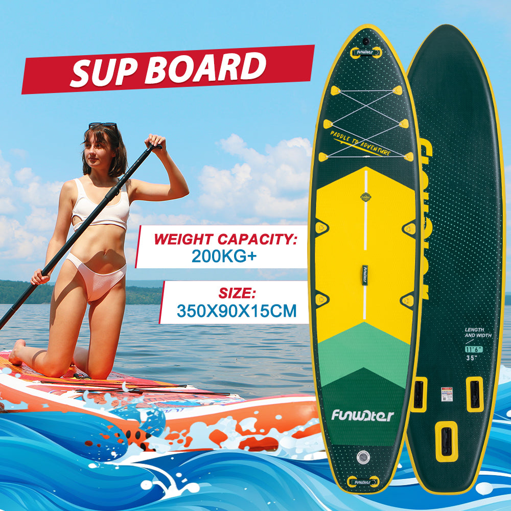Надуваем падълборд FunWater Adventure Pro Green каяк и седалка 350cm Paddle Board SUP 11'6''