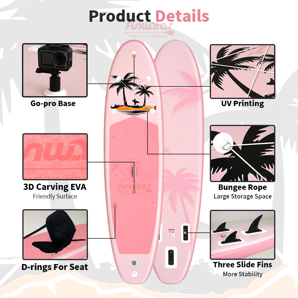Надуваем падълборд FunWater Palm Drift Coral каяк и седалка Paddle Board SUP