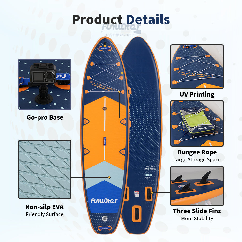 Надуваем падълборд FunWater Adventure Pro каяк и седалка 350cm Paddle Board SUP 11'6''