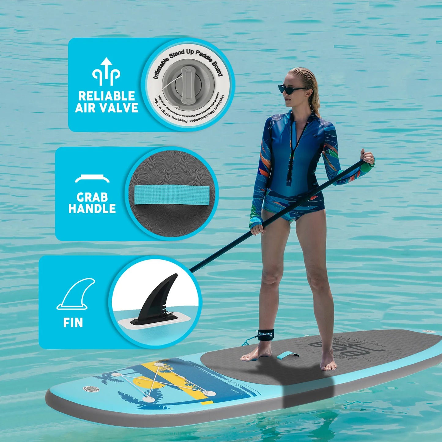Надуваем падълборд FunWater PALM 335см (11') – комплект