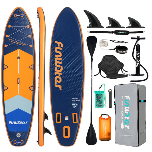 Надуваем падълборд FunWater Adventure Pro каяк и седалка 350cm Paddle Board SUP 11'6''