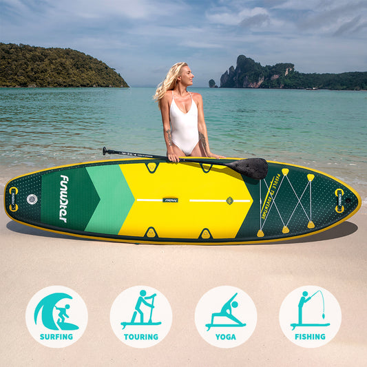Надуваем падълборд FunWater Adventure Pro Green каяк и седалка 350cm Paddle Board SUP 11'6''