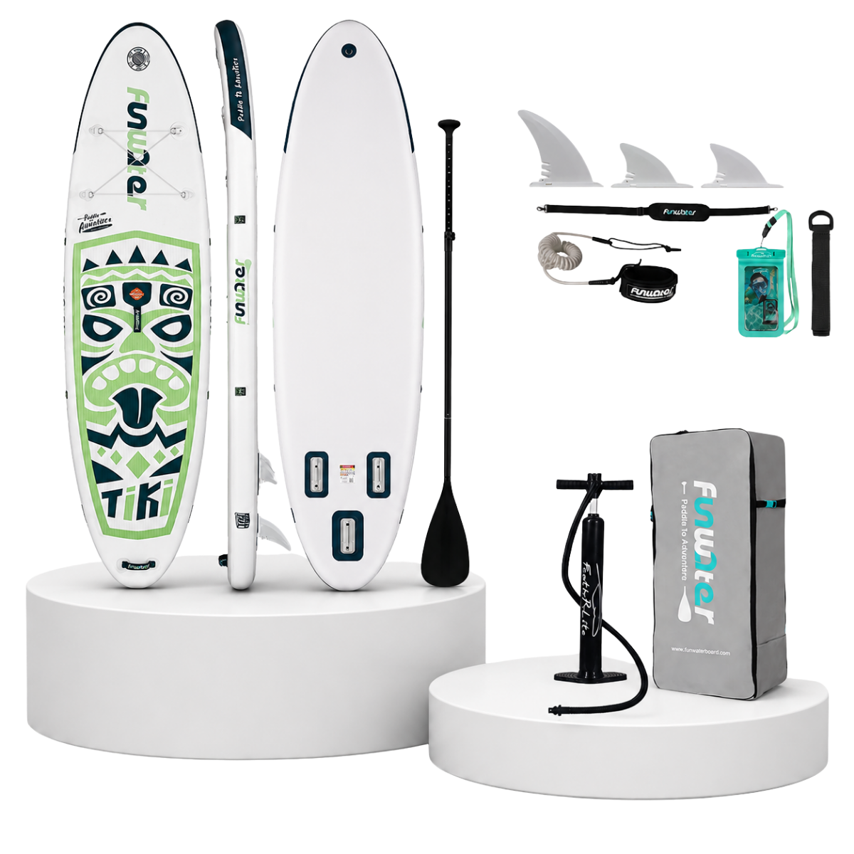 Надуваем падълборд FunWater TIKI Emerald 320см – комплект