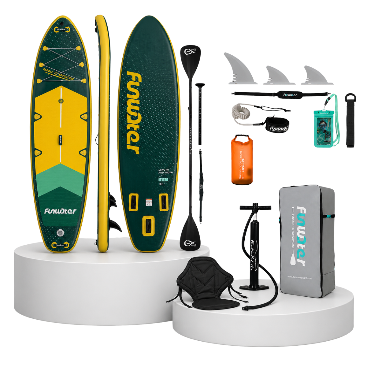 Надуваем падълборд FunWater ADVENTURE PRO 350см – с каяк седалка