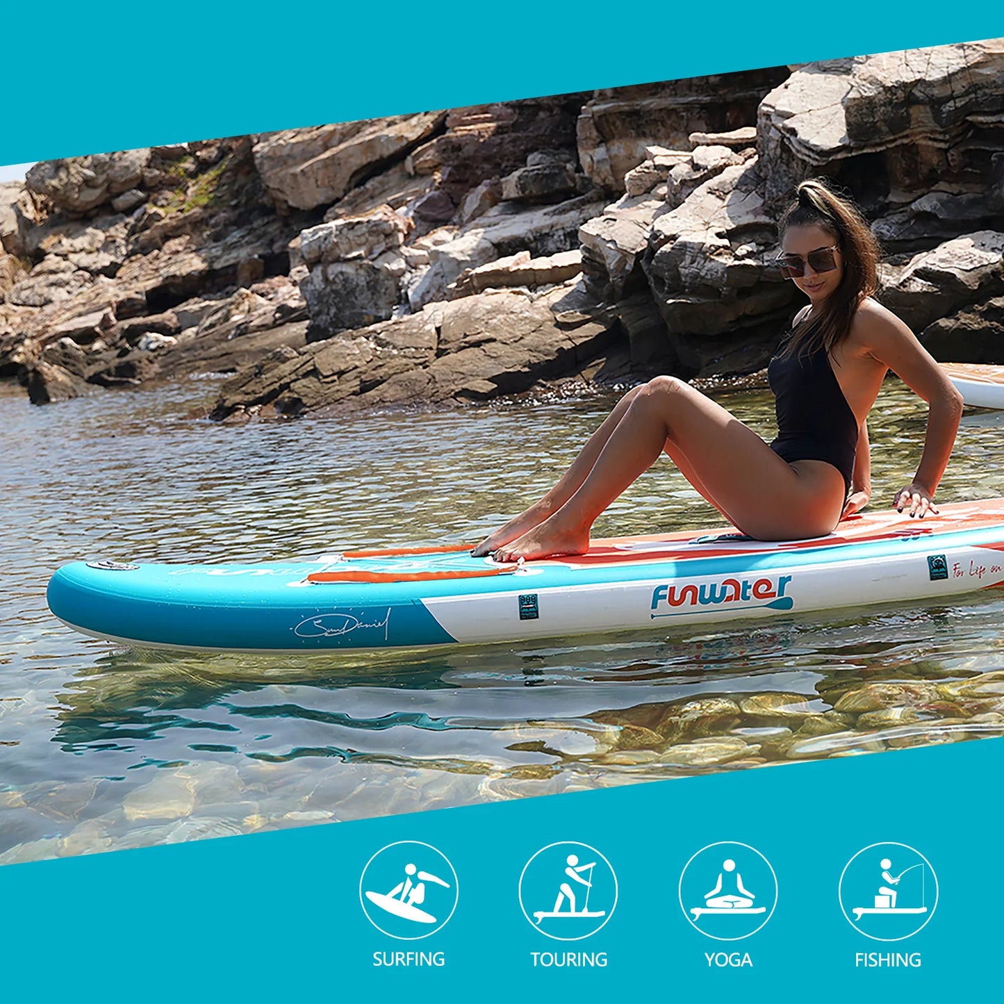 Надуваем падълборд FunWater Dolphin каяк и седалка 320cm Paddle Board SUP