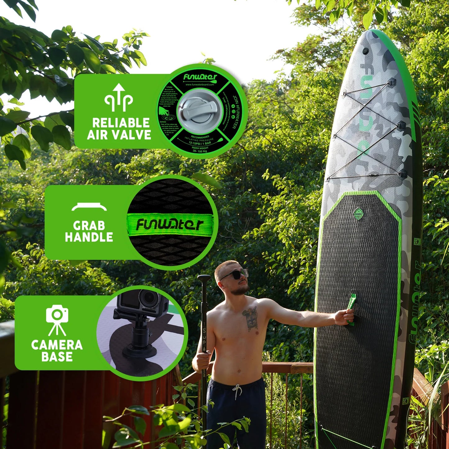 Надуваем падълборд FunWater Honor каяк и седалка Paddle Board SUP