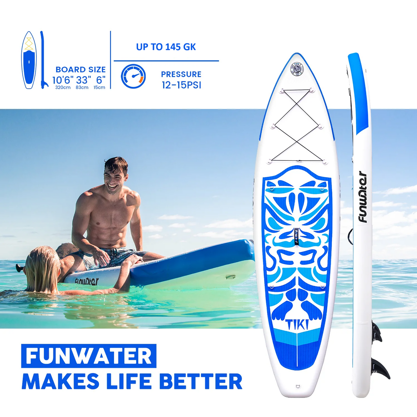 Надуваем падълборд FunWater TIKI Spirit Paddle Board SUP